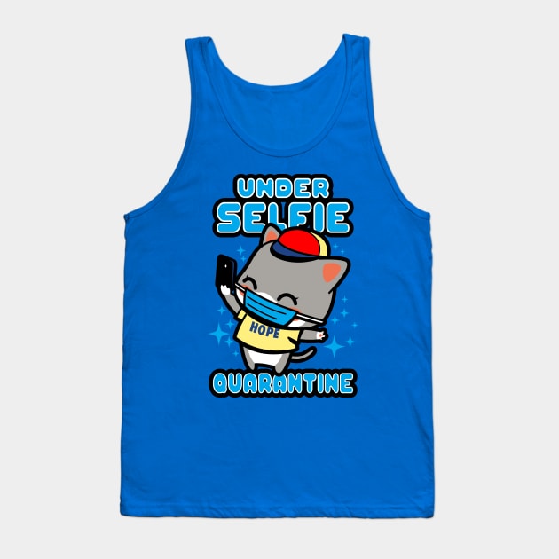 Under Selfie Quarantine Funny Cute Cat Meme Tank Top by Originals By Boggs